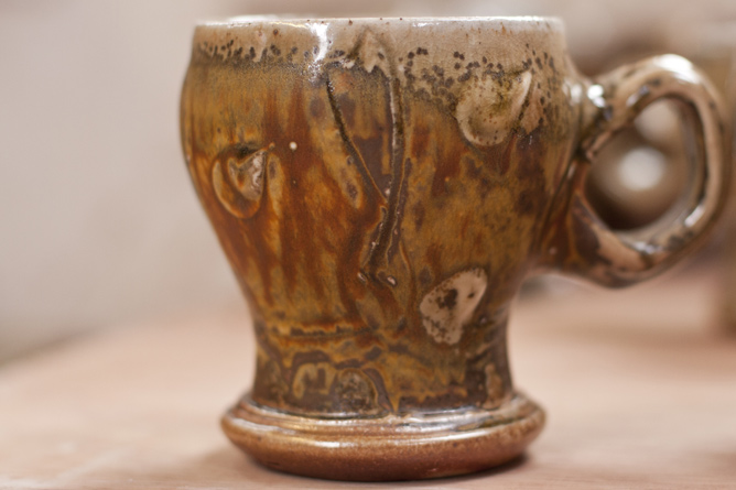 Large round mug, wood-fired salt-glaze