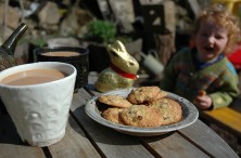 Wood-fired salt-glazed plate with home-baked biscuits
