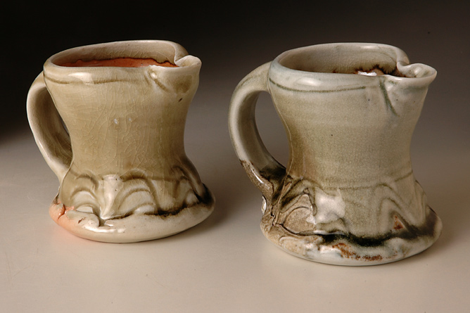 Porcelain creamers. Wood-fired salt-glaze
