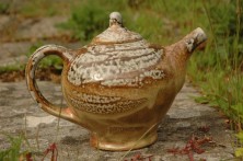 Tea pot, wood-fired salt-glaze by Penelope Rudge